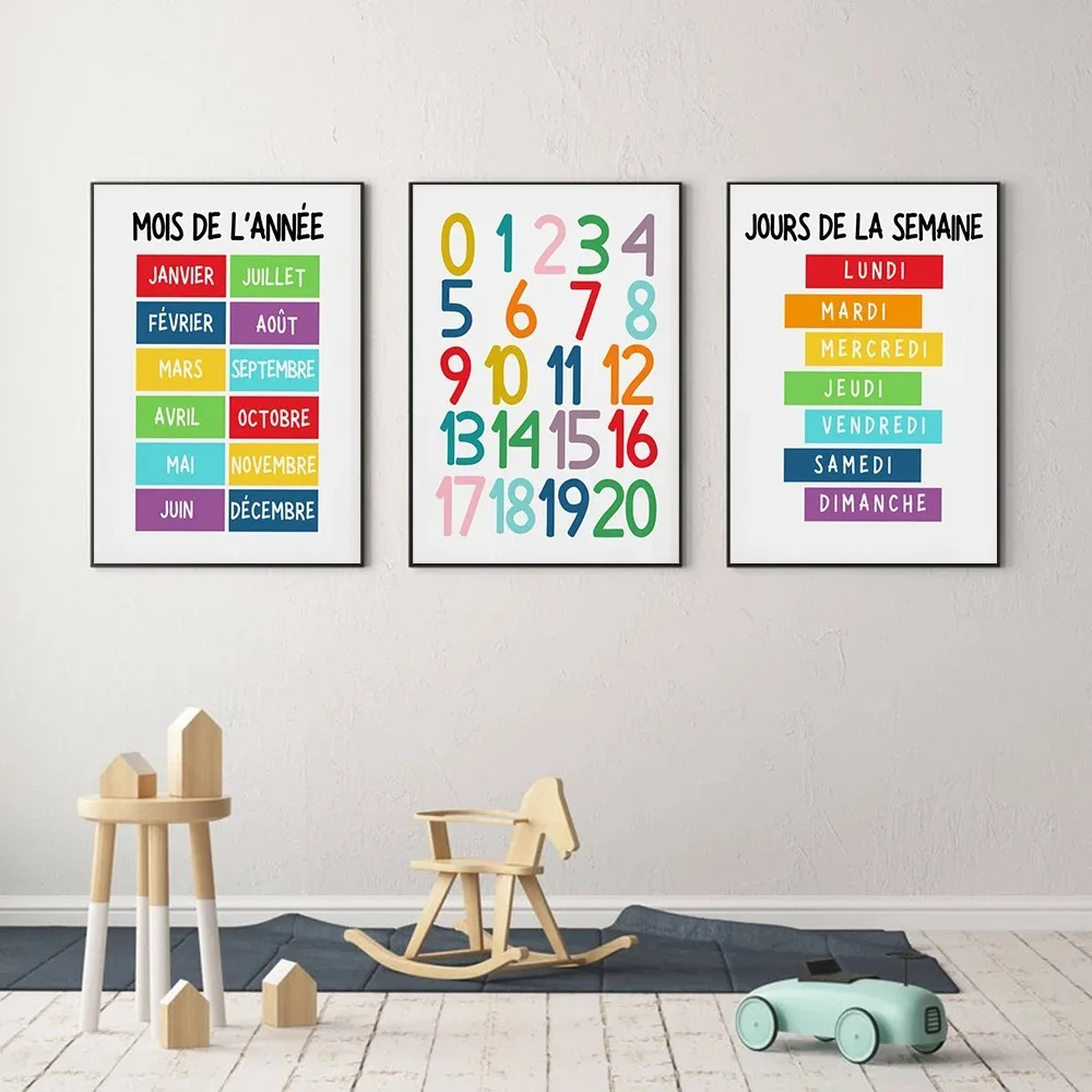 Kids Home Education - 1PC Playroom Wall Alphabet Numbers French