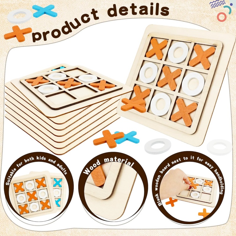 Wooden Tic Tac Toe Games Puzzl - Kids Education Template ulasan dan harga