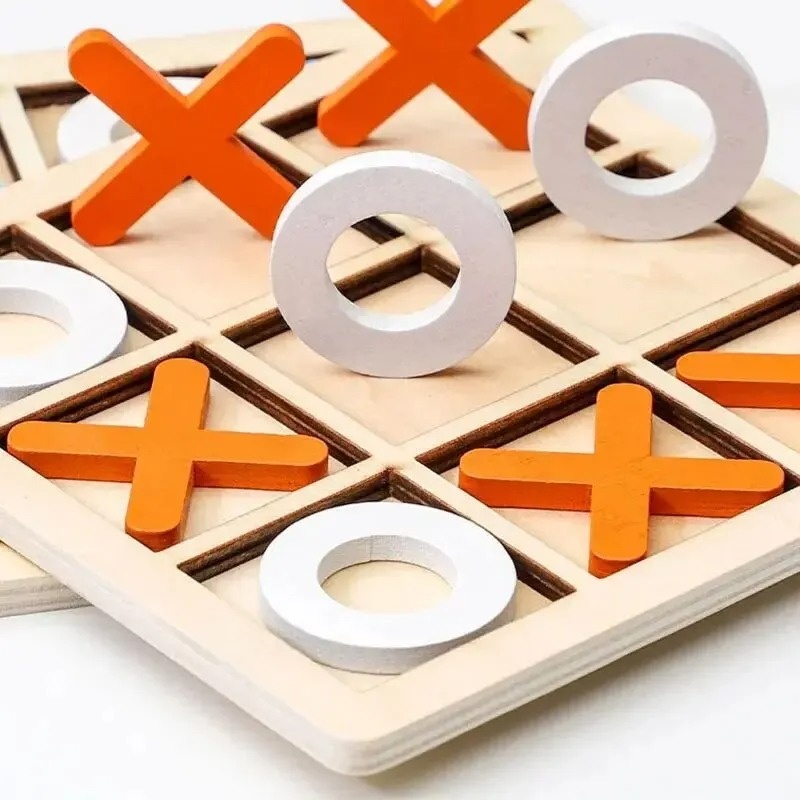 Wooden Tic Tac Toe Games Puzzl - Kids Education Template ulasan dan harga