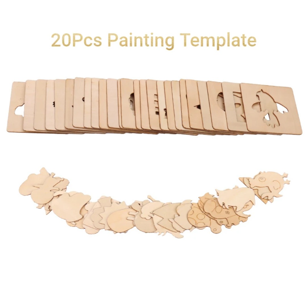 20PCS Montessori Wooden Drawin - Kids Education Template ulasan dan harga
