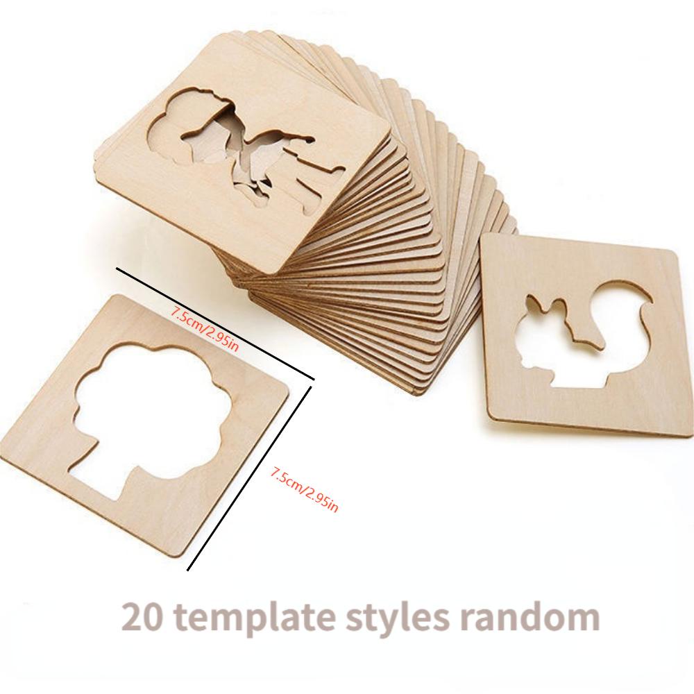 20pcs Kids Drawing Toys Wooden - Kids Education Template ulasan dan harga